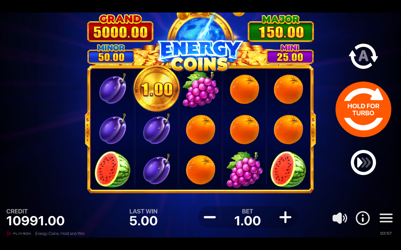 Energy Coins Hold and Win gameplay