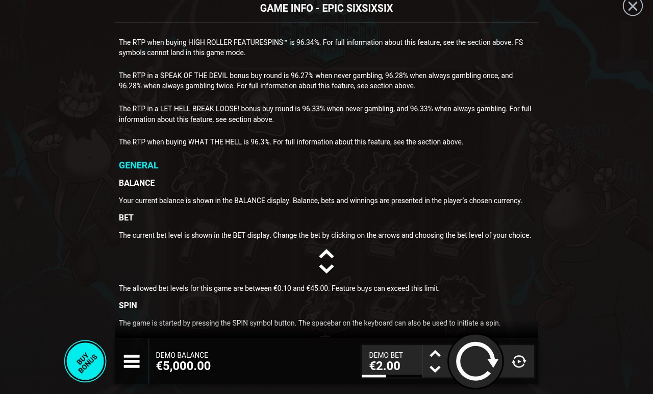Epic SixSixSix information screen