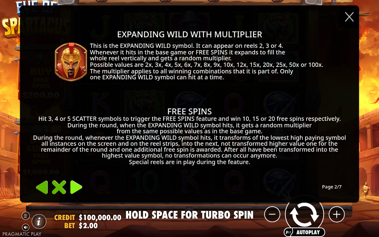 Eye of Spartacus information screen