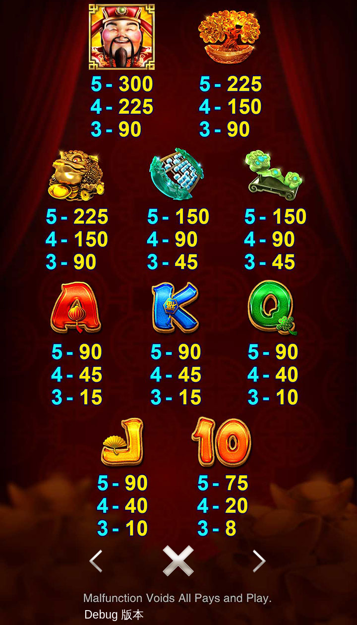 Fa Cai Shen 2 information screen