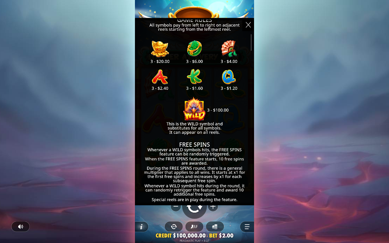 Fenix Sortuda free spins rules