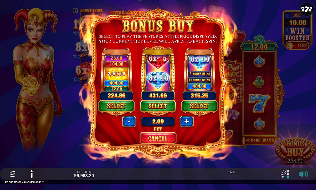 Fire and Roses Joker Diamonds bonus buy