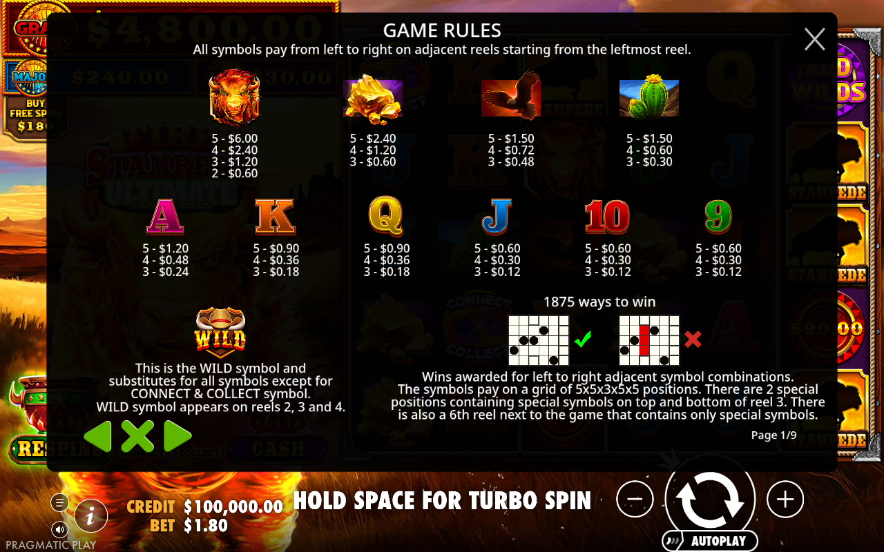 Fire Stampede Ultimate information screen