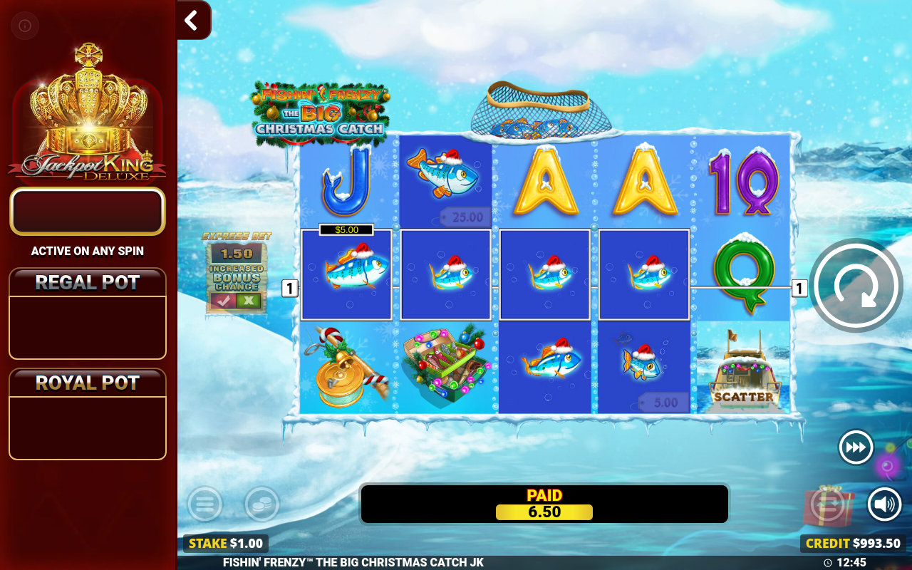 Fishin' Frenzy Christmas gameplay