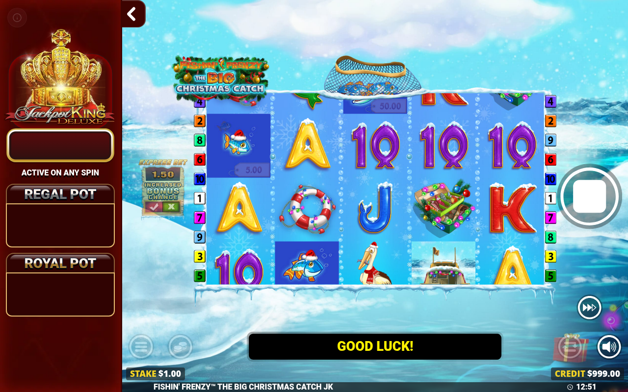 Fishin' Frenzy Christmas gameplay