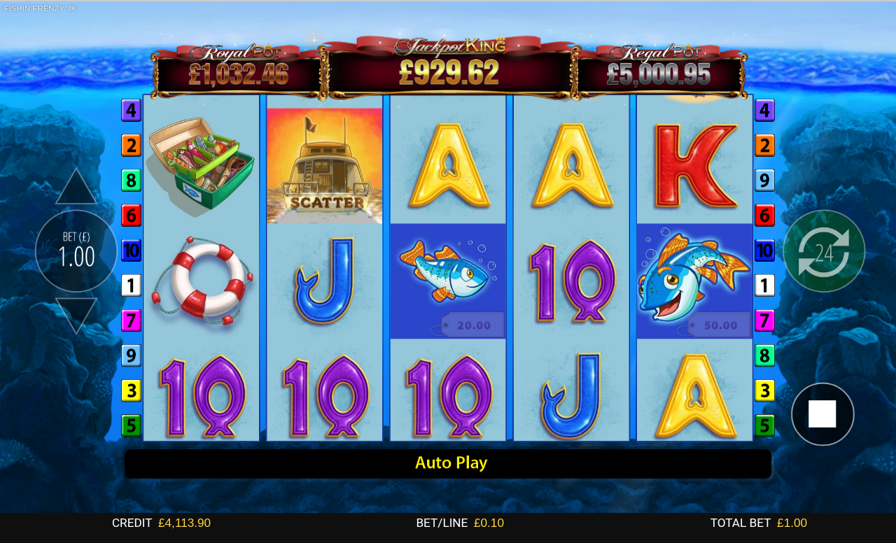 Fishin Frenzy Jackpot King autoplay in progress