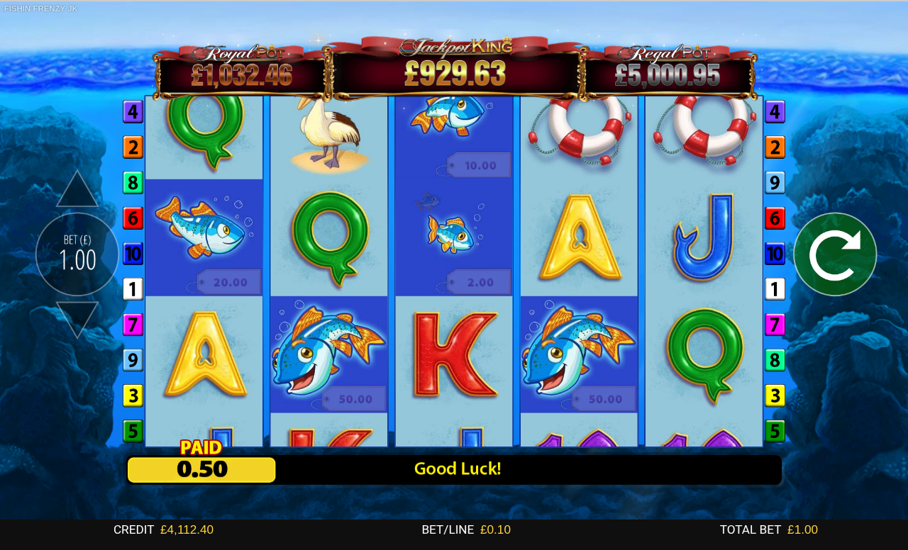 Fishin Frenzy Jackpot King base game