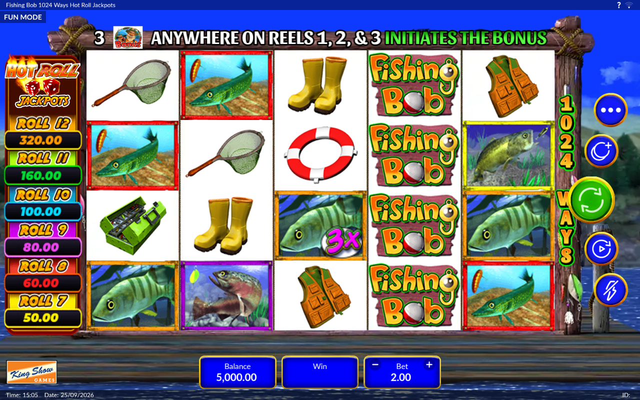 Fishing Bob - 1024 Ways Hot Roll Jackpots base game