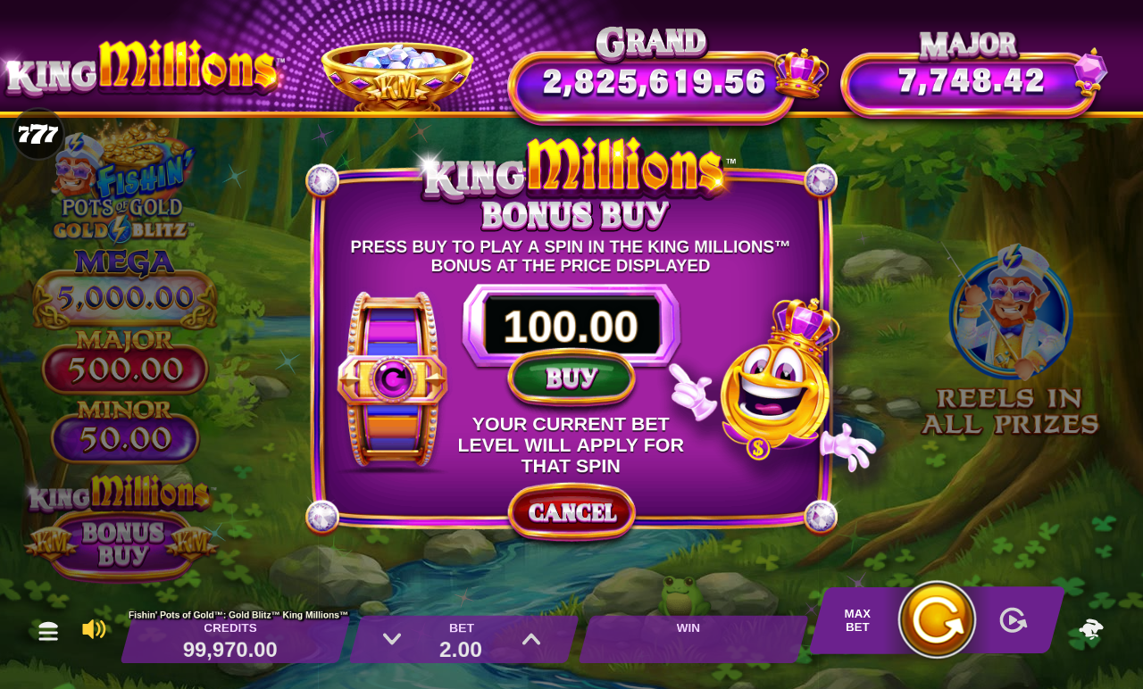 Fishin' Pots of Gold: Gold Blitz King Millions bonus buy