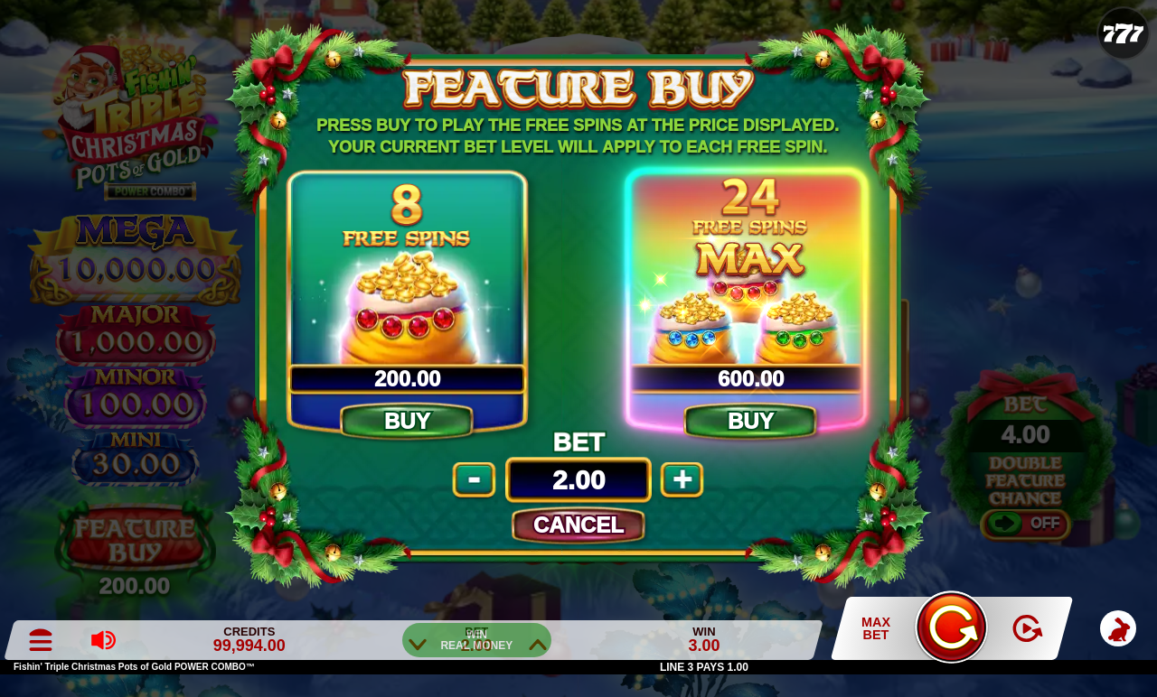 Fishin' Triple Christmas Pots of Gold POWER COMBO bonus buy