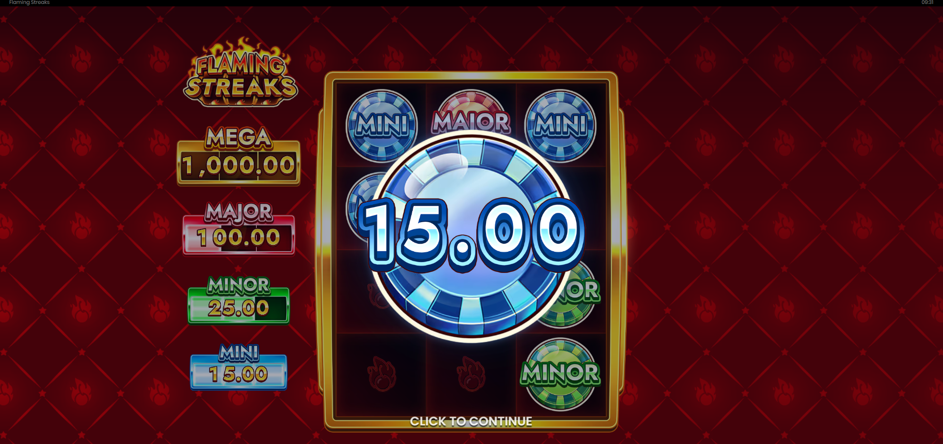 Flaming Streaks Fiery Jackpot feature