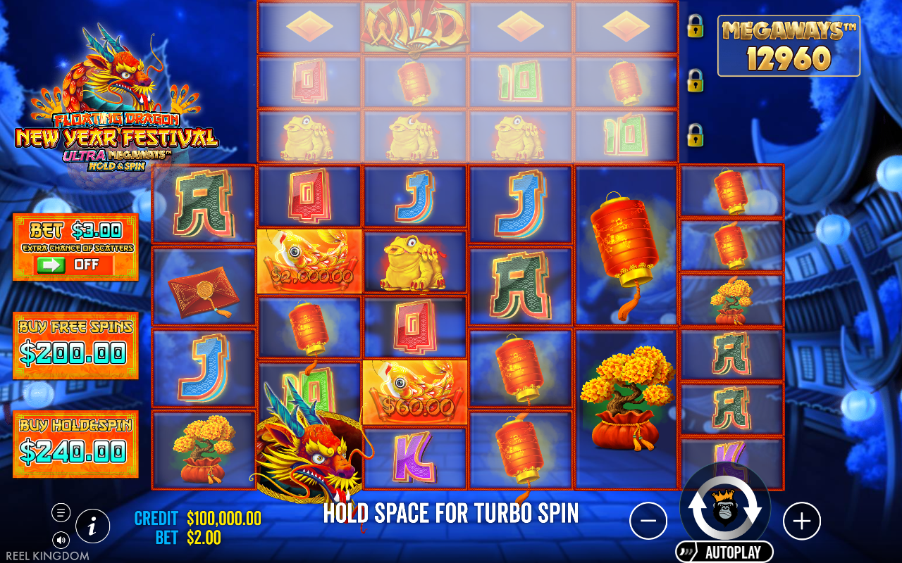 Floating Dragon New Year Festival Ultra Megaways Hold & Spin base game