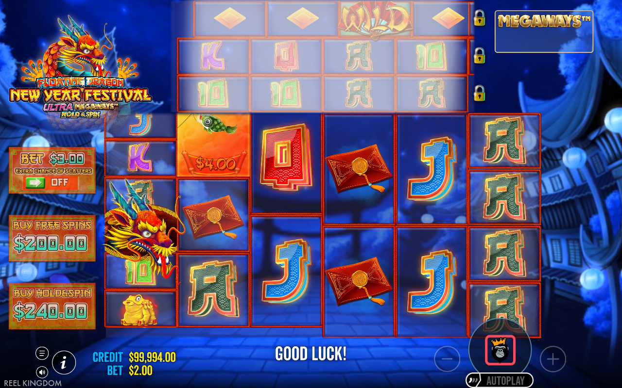 Floating Dragon New Year Festival Ultra Megaways Hold & Spin gameplay
