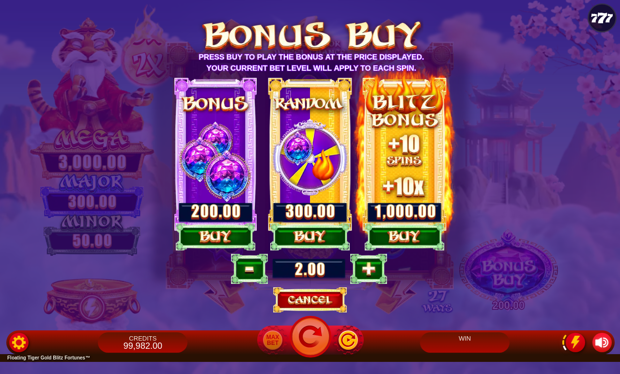 Floating Tiger Gold Blitz Fortunes bonus buy