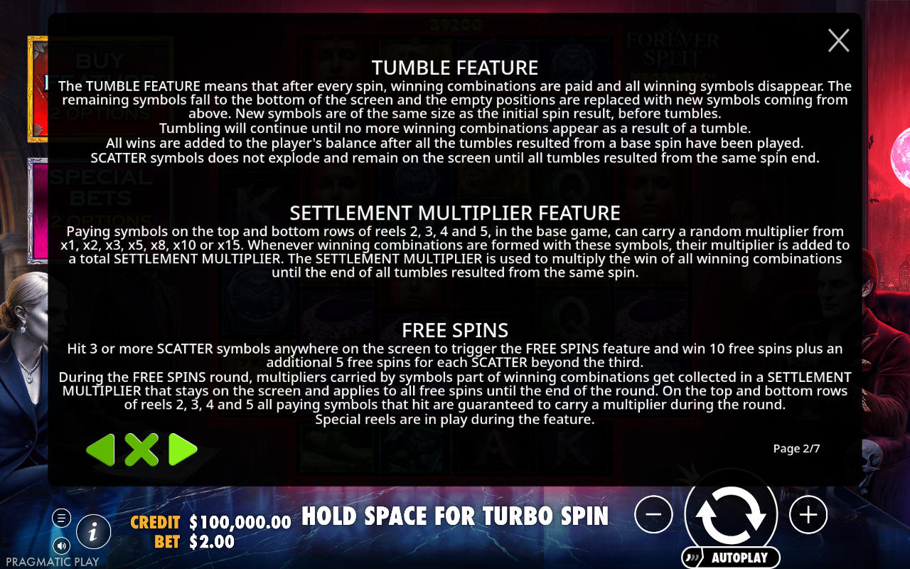 Forever Split information screen
