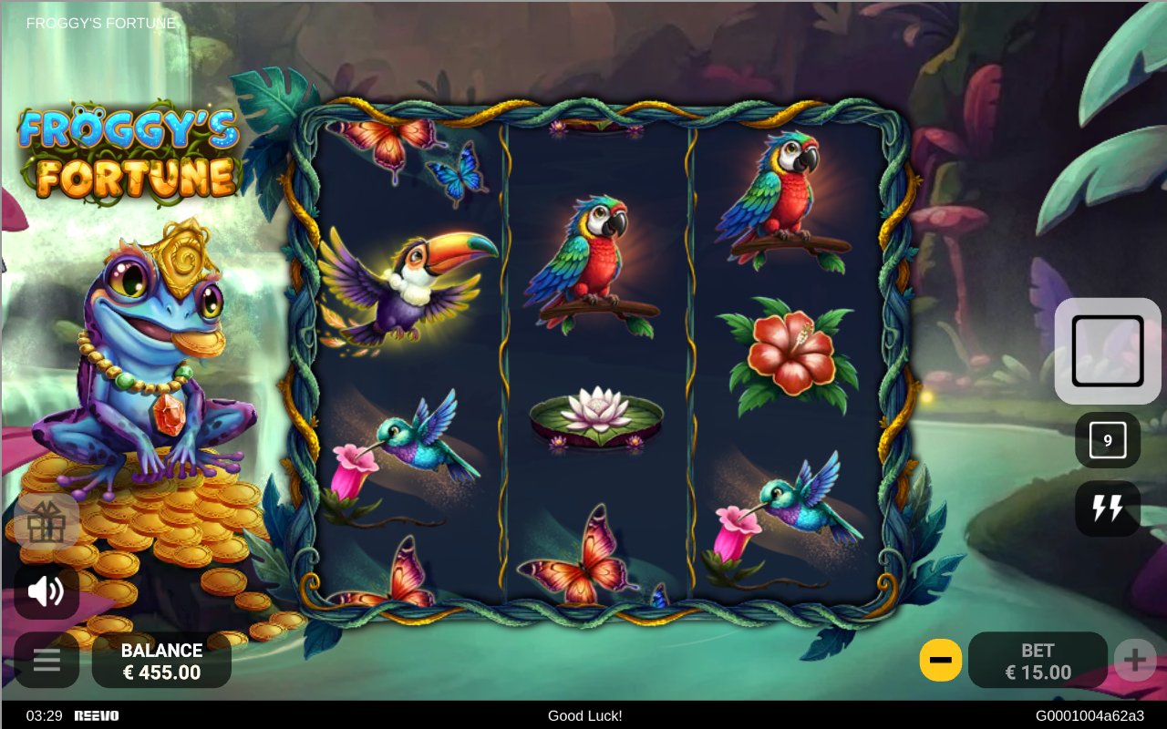 Froggy's Fortune gameplay reels