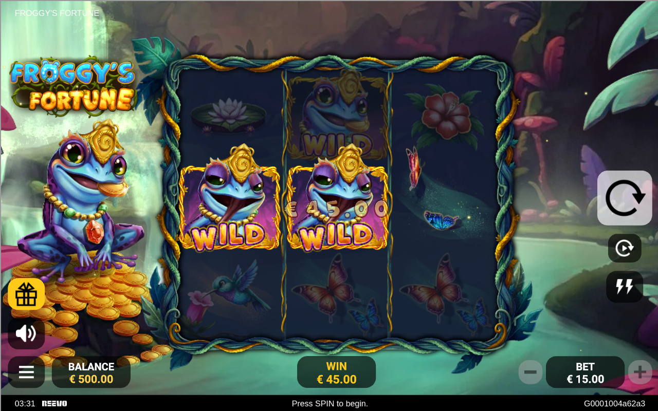 Froggy's Fortune gameplay with two wild reels