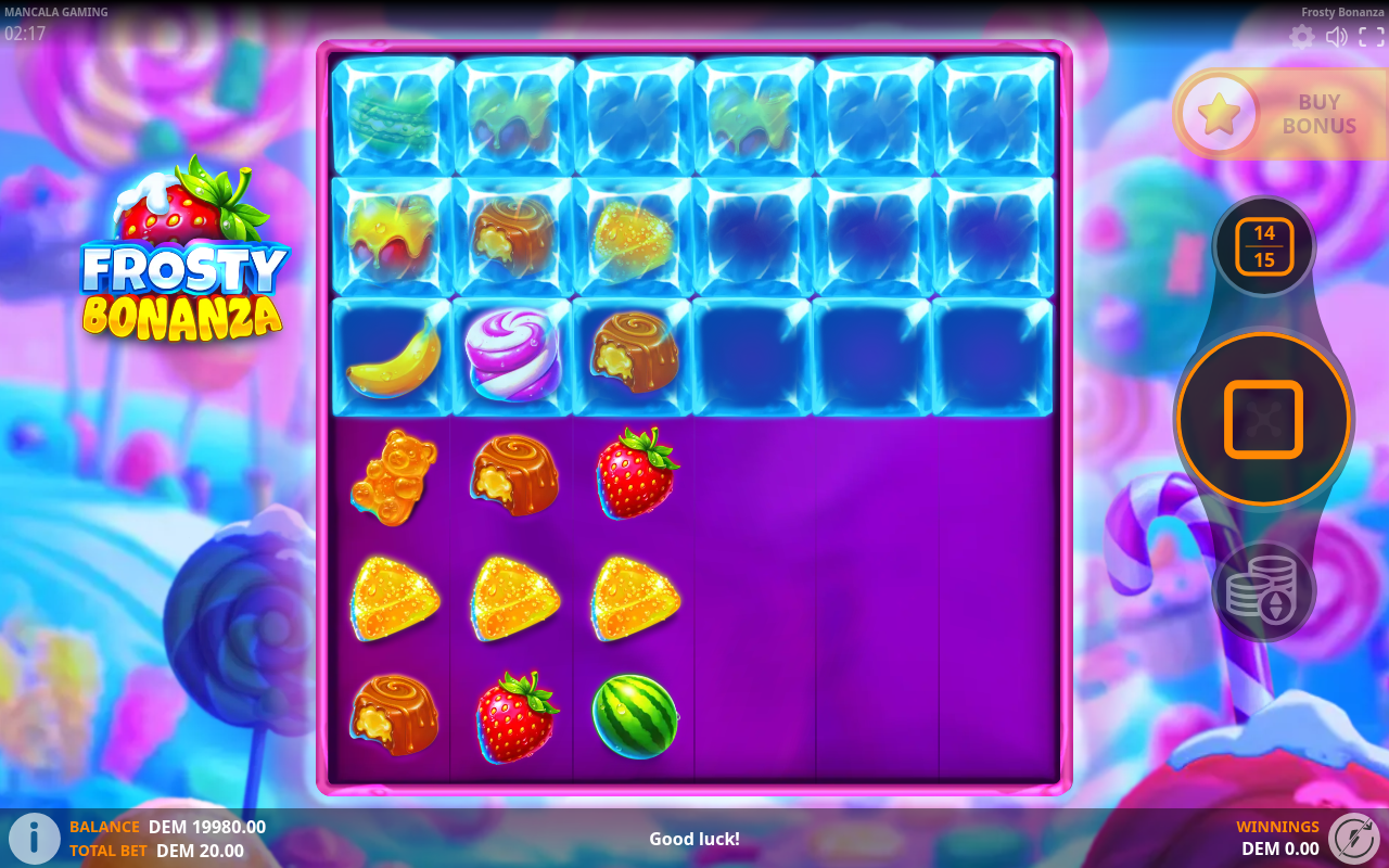 Frosty Bonanza gameplay with locked ice cells