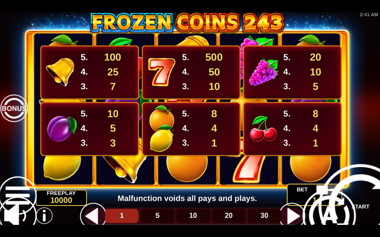 Frozen Coins 243 base game
