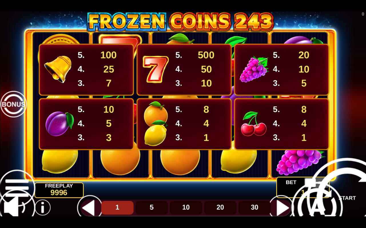 Frozen Coins 243 bonus round