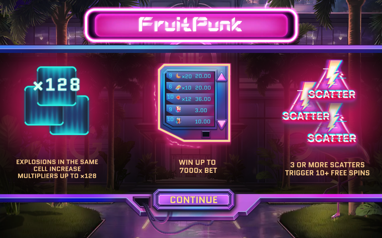 FruitPunk information screen
