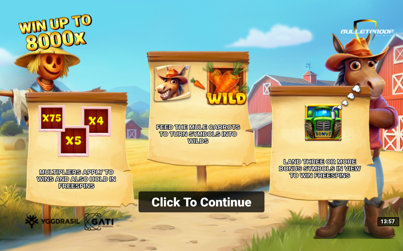 Fuel the Mule information screen