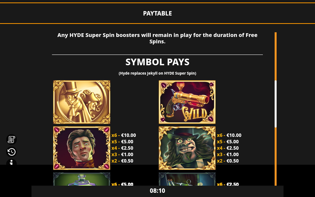 Fury of Hyde Megaways information screen