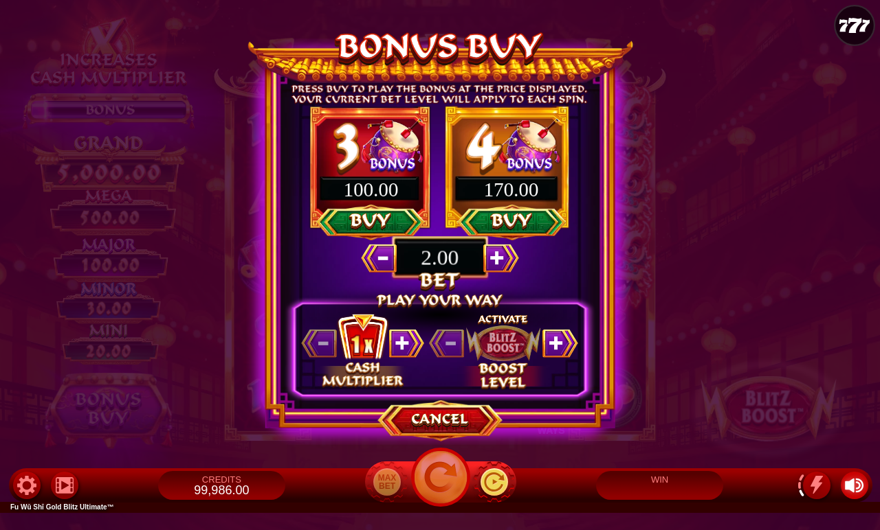 Fu Wǔ Shī Gold Blitz Ultimate bonus buy