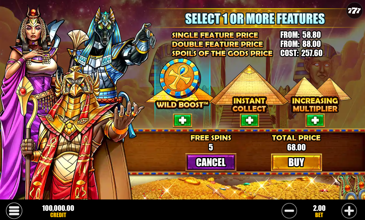 Gods & Pyramids Power Combo bonus round