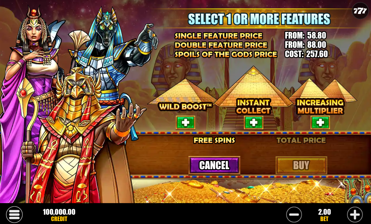 Gods & Pyramids Power Combo bonus buy