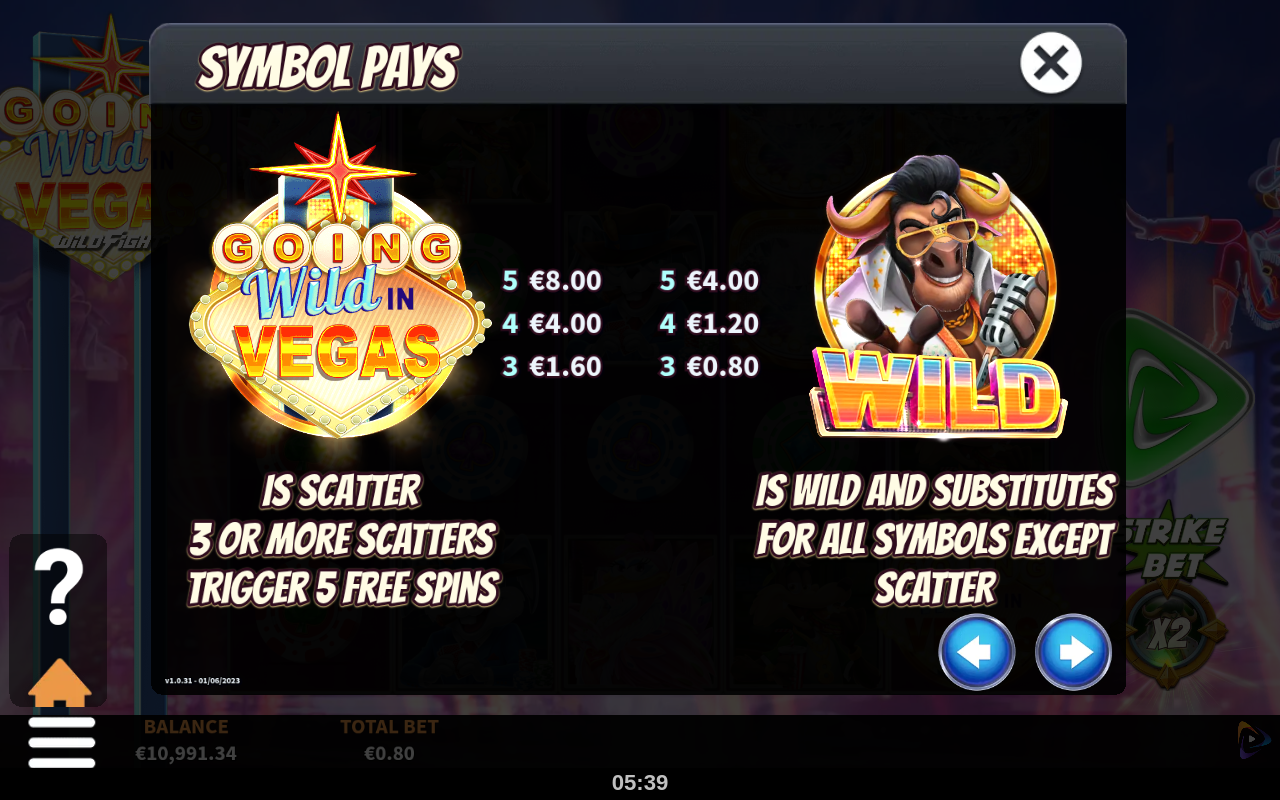 Going Wild in Vegas Wild Fight information screen