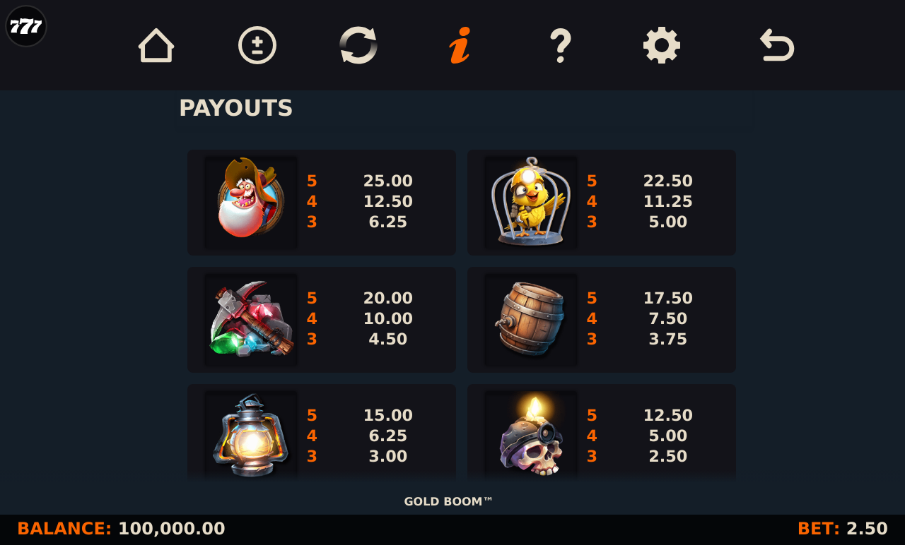 Gold Boom Buy Feature information screen
