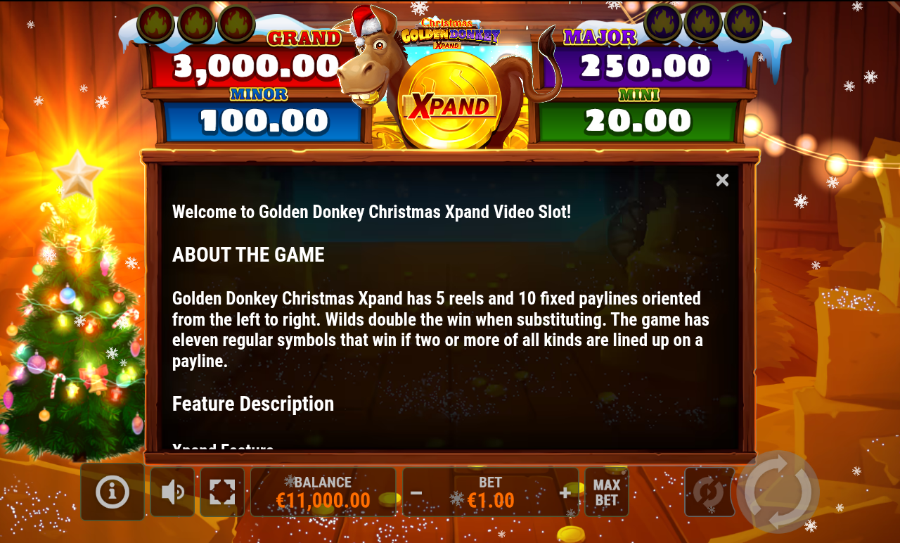 Golden Donkey Christmas Xpand information screen