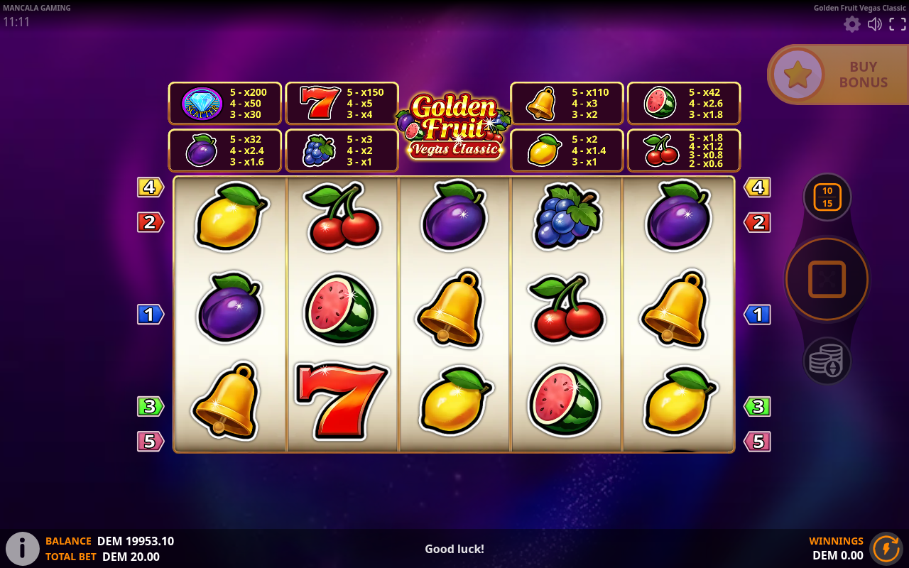 Golden Fruit Vegas Classic gameplay