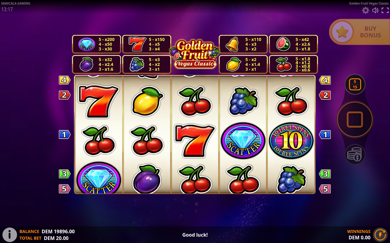 Golden Fruit Vegas Classic gameplay