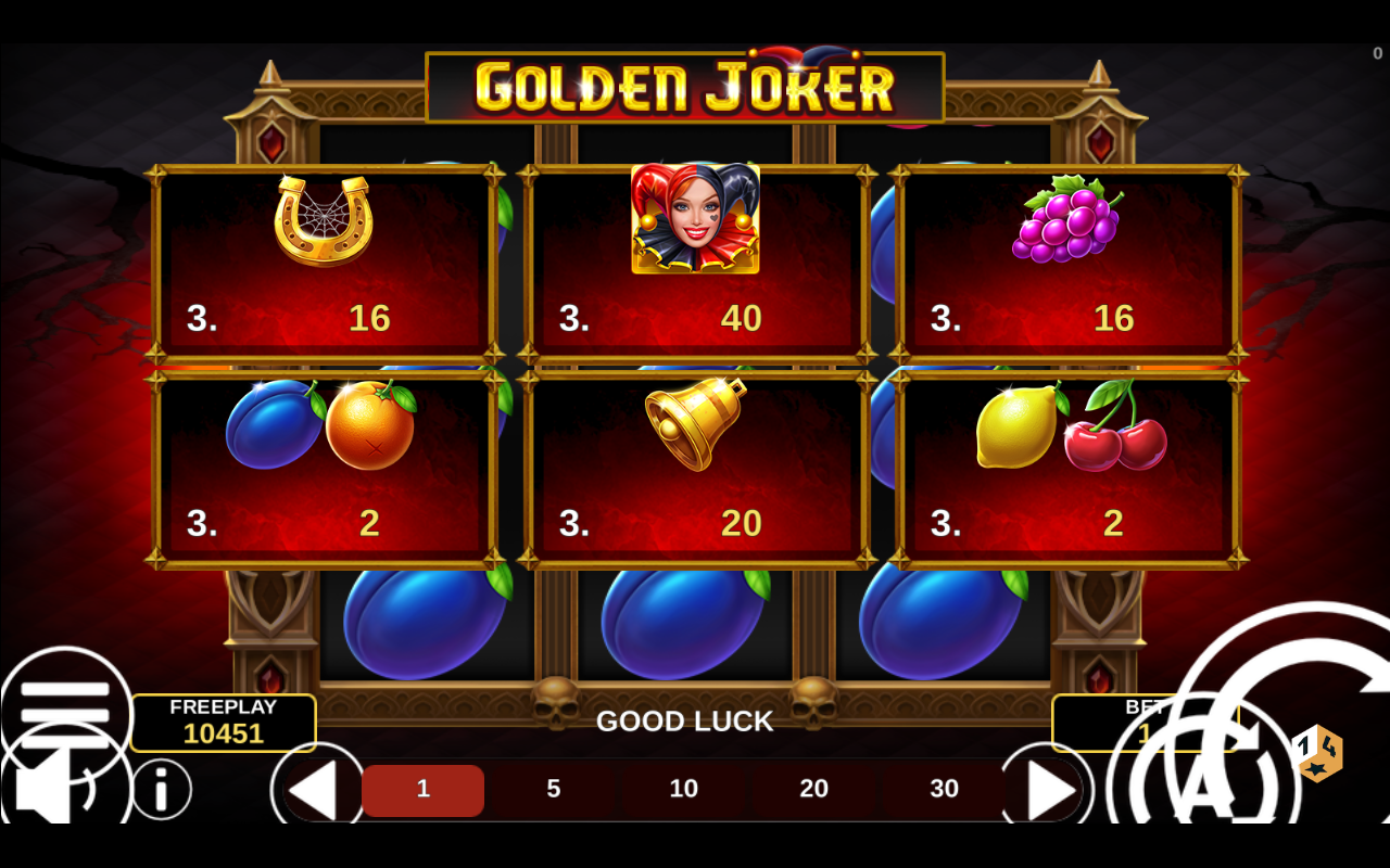 Golden Joker Halloween gameplay showing the wild symbol