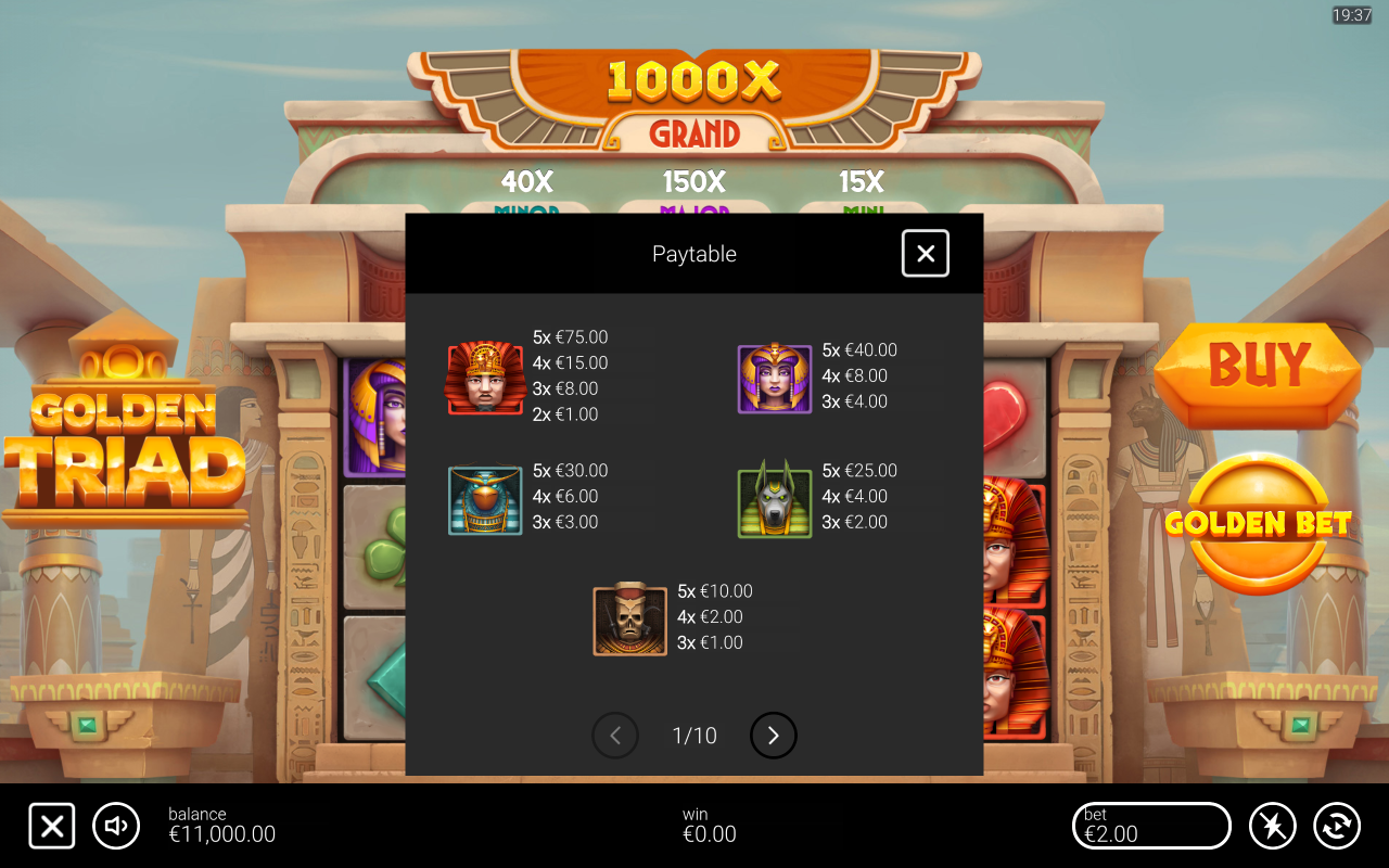 Golden Triad information screen