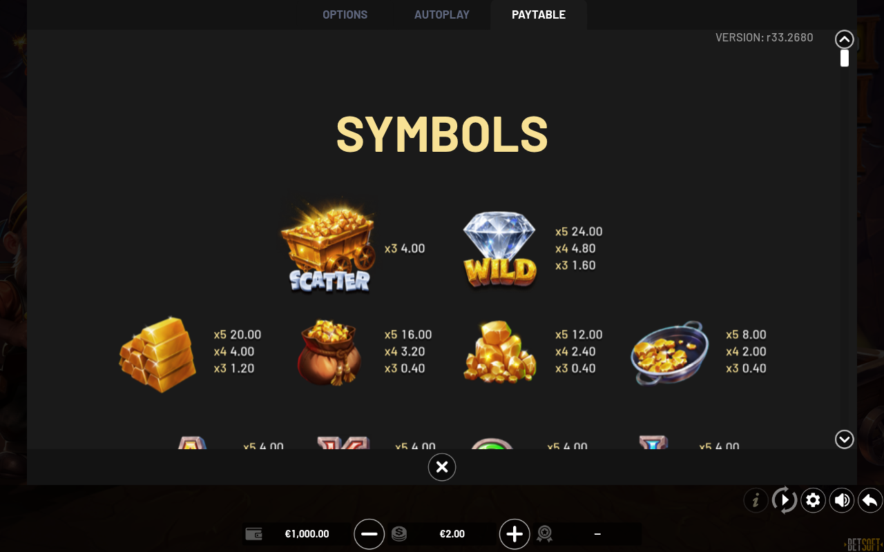 Gold Nugget Rush 2 information screen