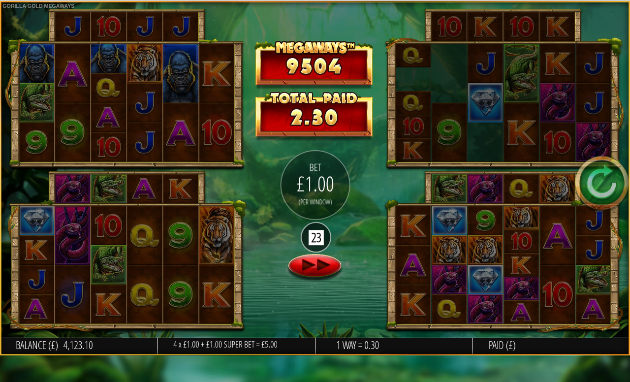 Gorilla Gold Megaways gameplay with cascading wins