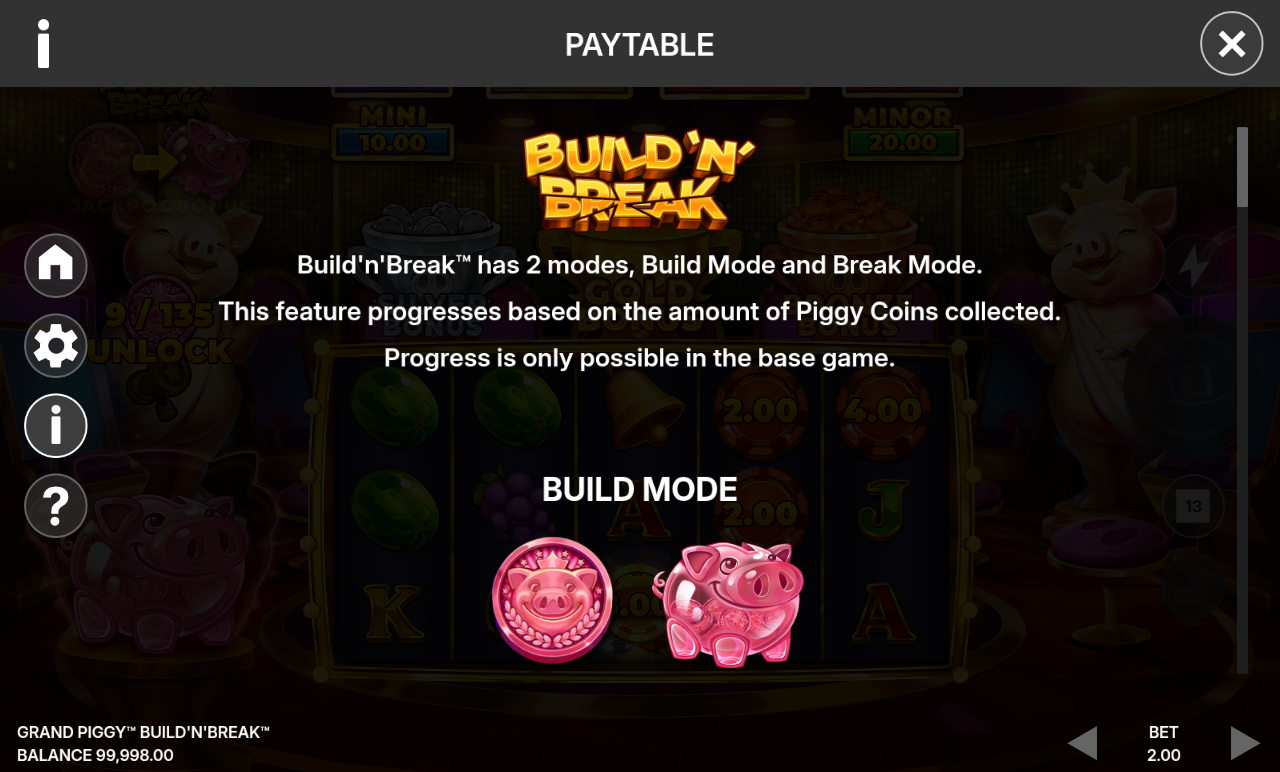 Grand Piggy Build'n'Break information screen