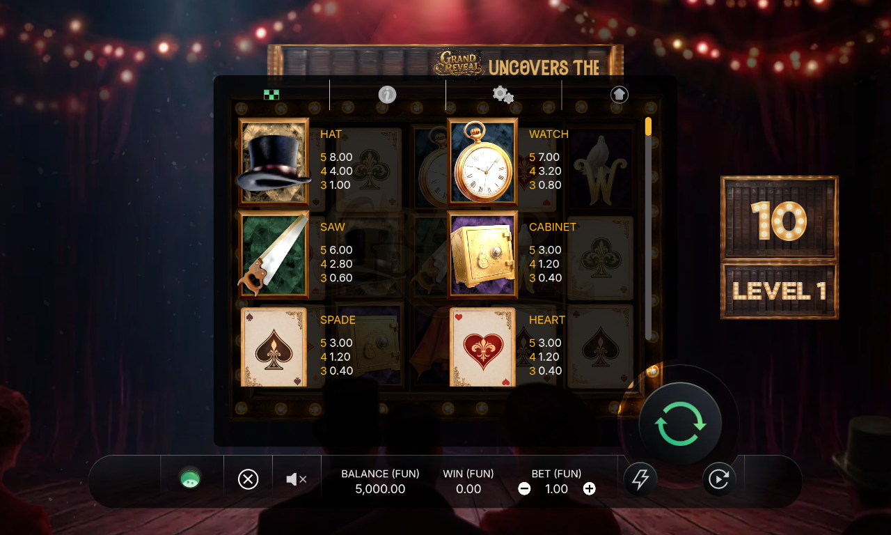 Grand Reveal information screen