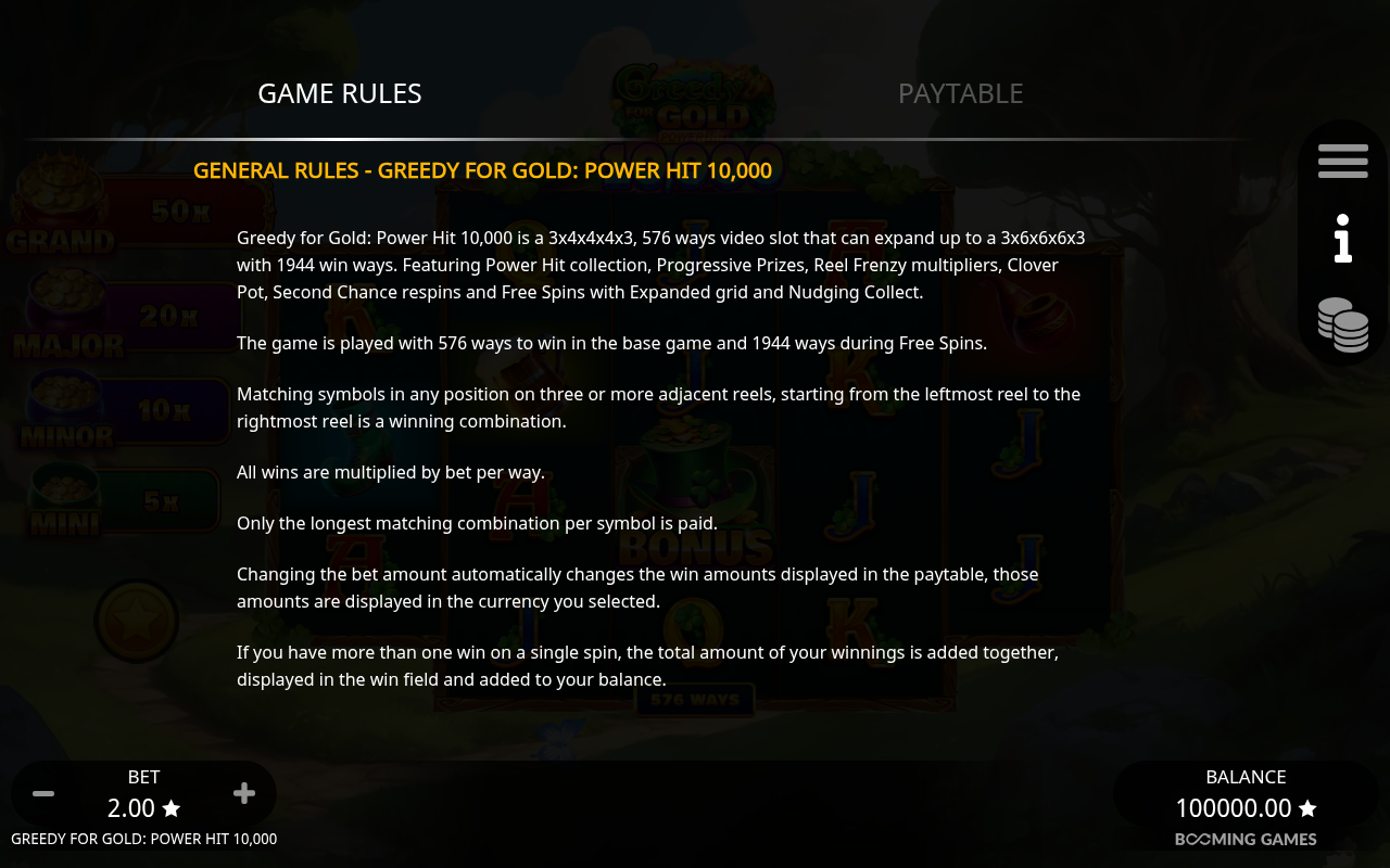 Greedy for Gold: Power Hit 10,000 Power Hit collection rules