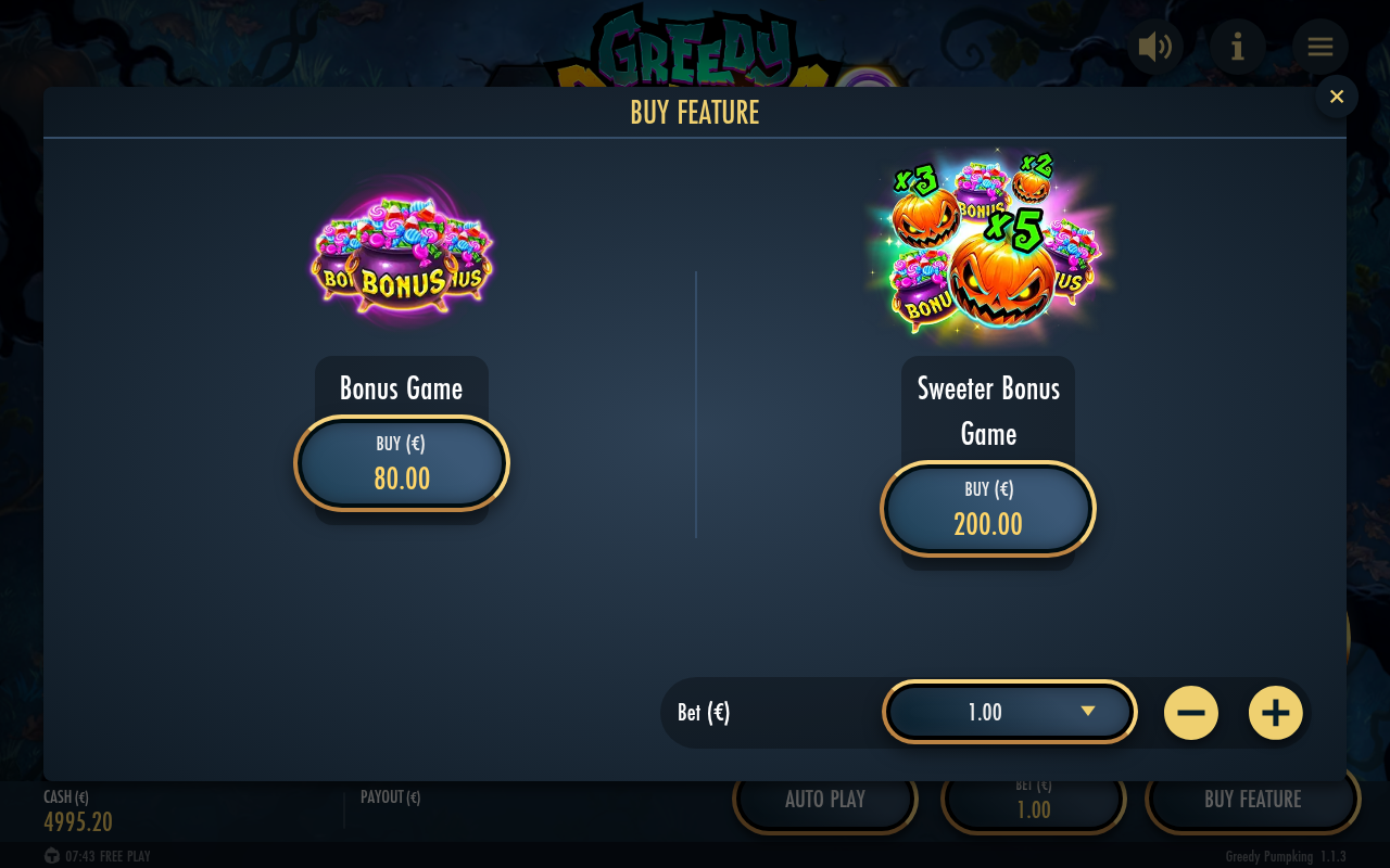 Greedy Pumpking bonus buy