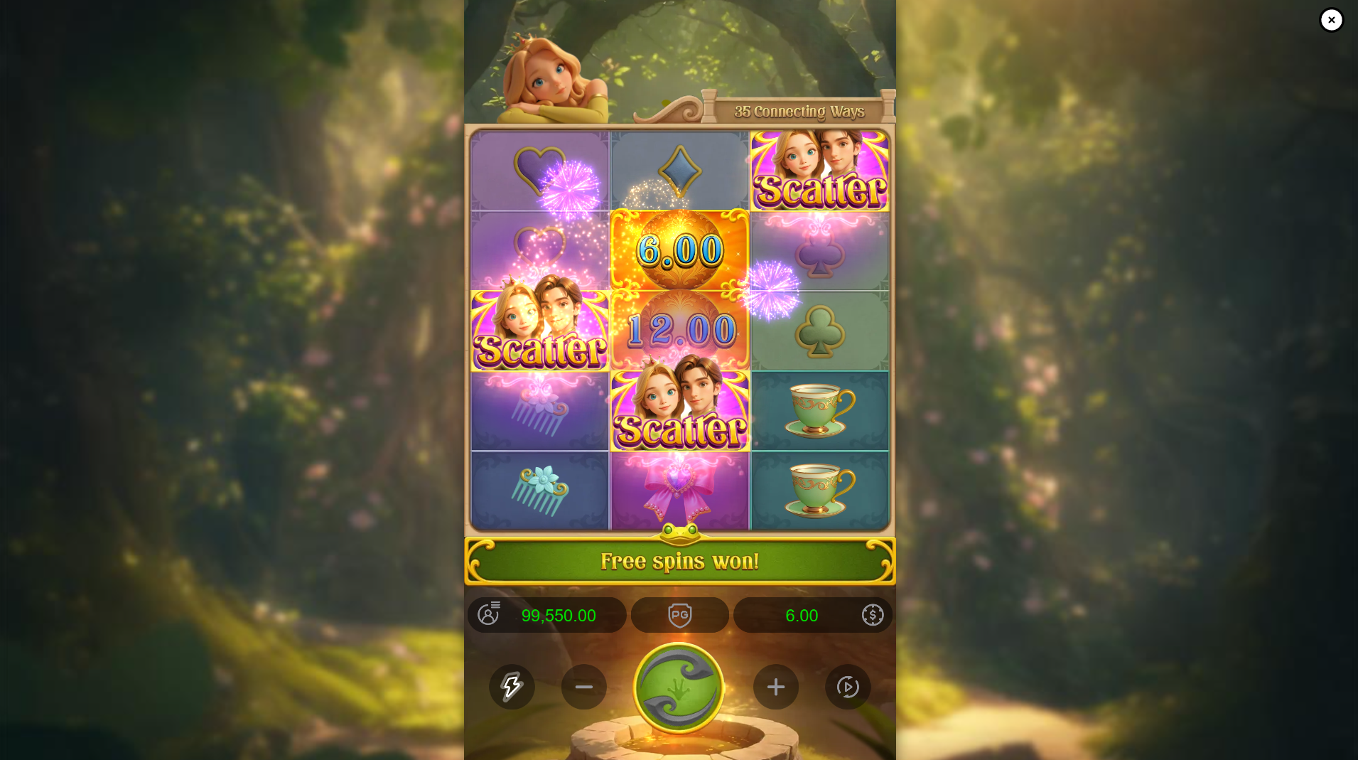 Grimms' Bounty Princess and the Frog free spins trigger