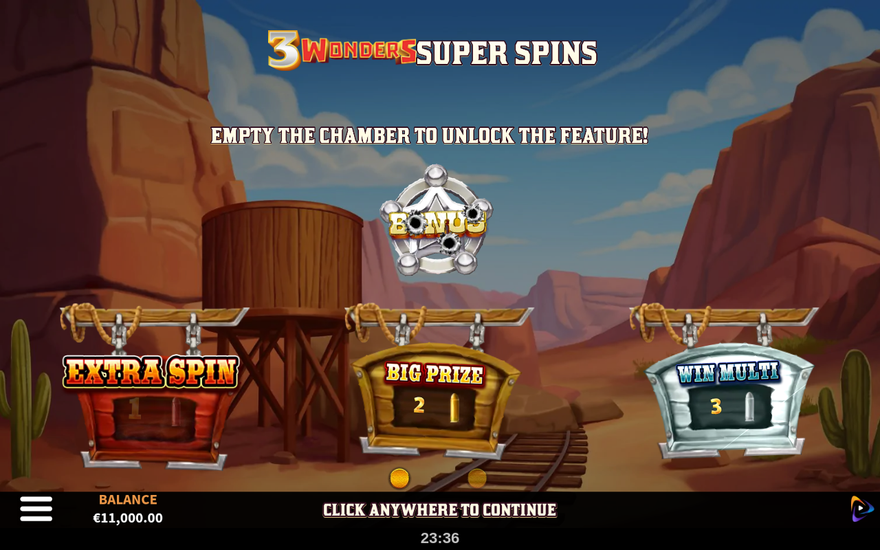 Gunslinger Glory information screen
