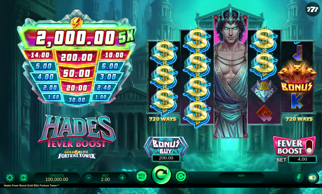 Hades Fever Boost Gold Blitz Fortune Tower base game