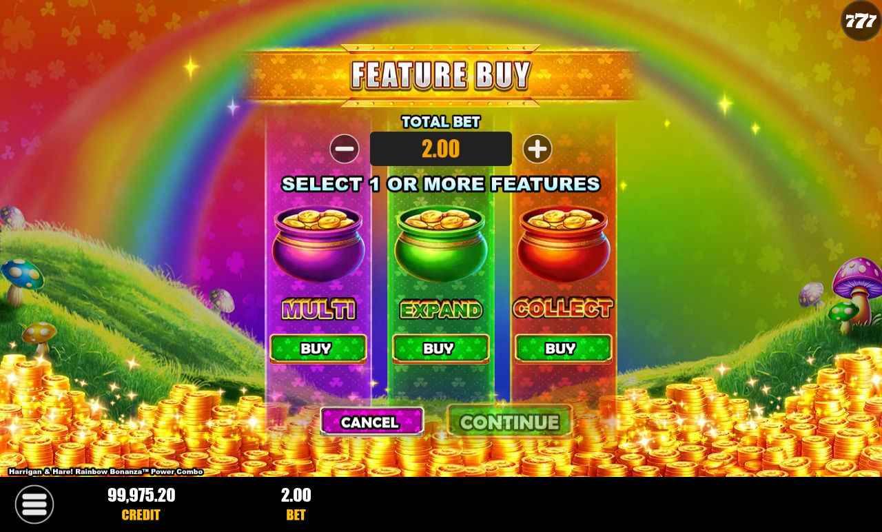 Harrigan & Hare! Rainbow Bonanza Power Combo bonus buy