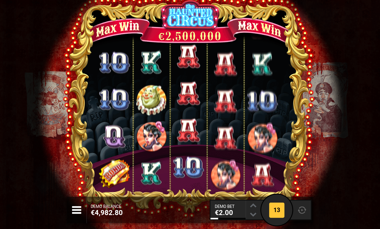 Haunted Circus gameplay with bonus symbol