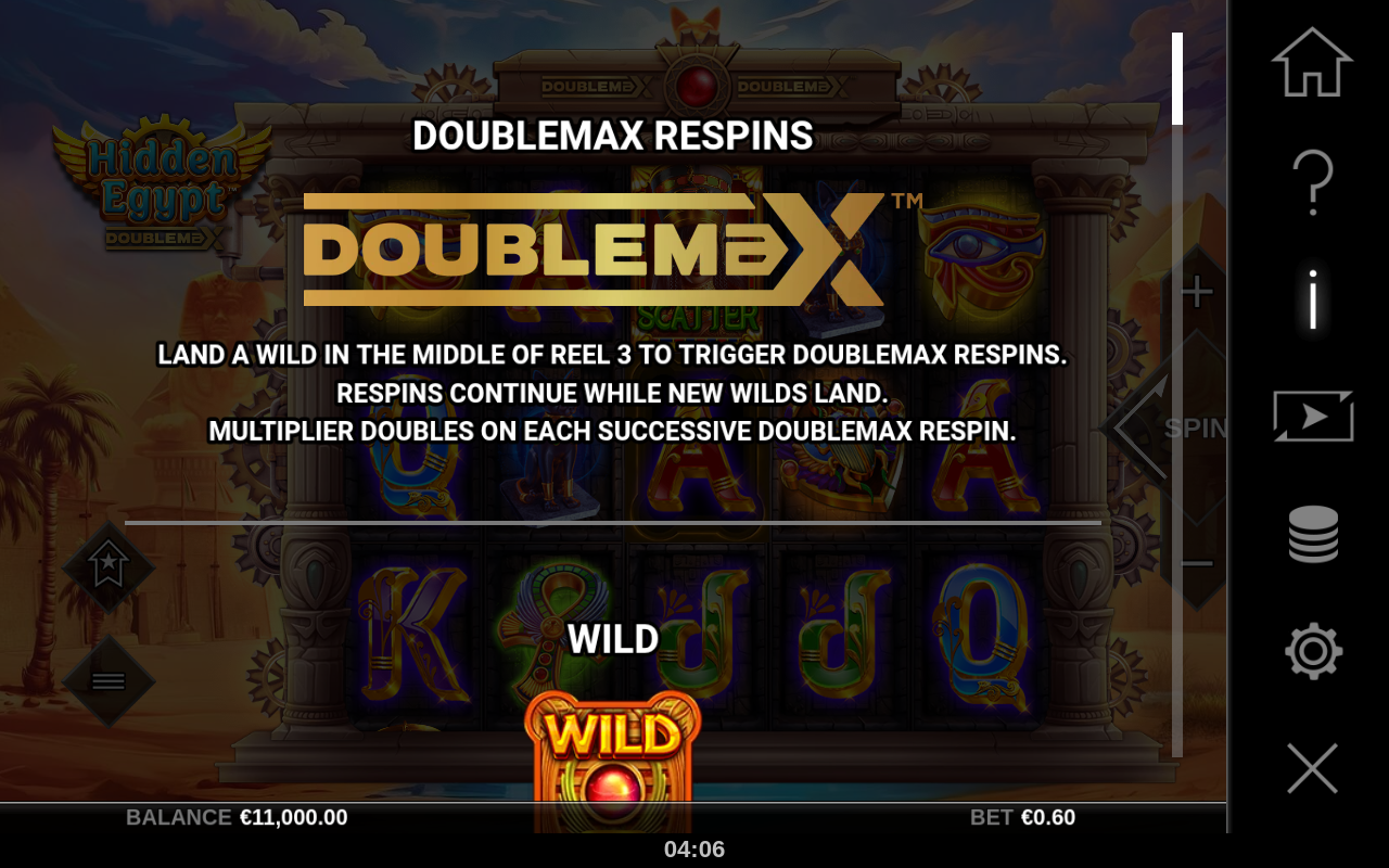 Hidden Egypt DoubleMax information screen