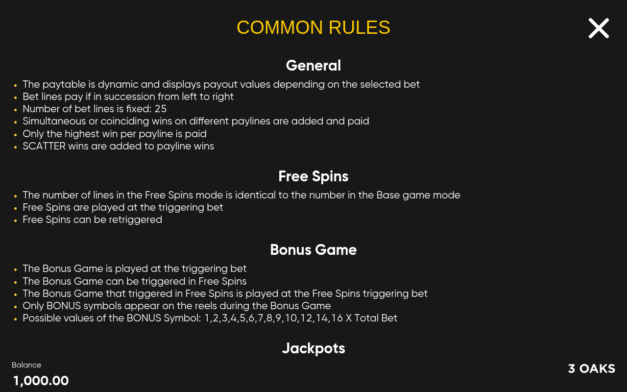 Hit the Gold information screen